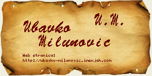 Ubavko Milunović vizit kartica